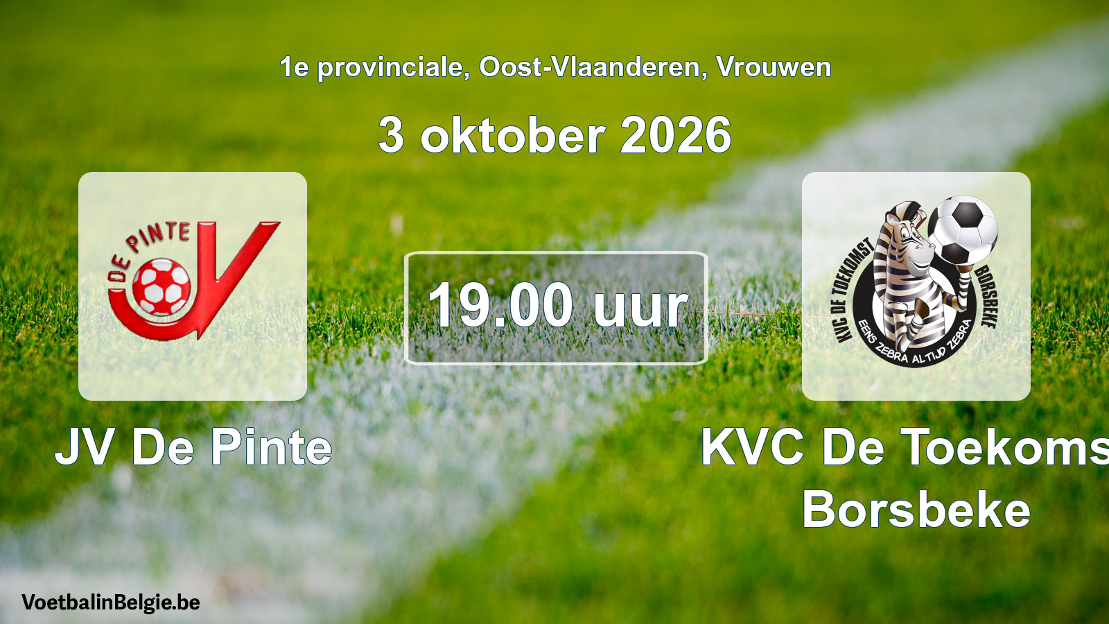 Geplande wedstrijd vrouwenvoetbal: JV De Pinte - KVC De Toekomst Borsbeke (3 oktober 2026)