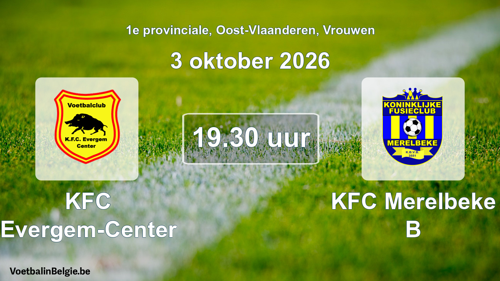 Geplande wedstrijd vrouwenvoetbal: KFC Evergem-Center - KFC Merelbeke B (3 oktober 2026)