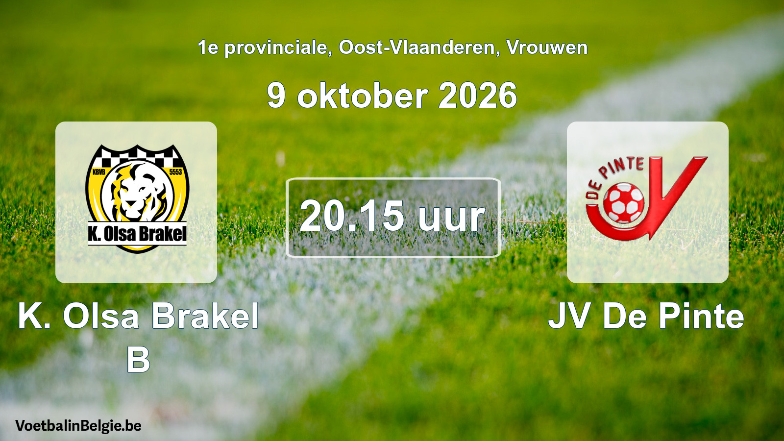Geplande wedstrijd vrouwenvoetbal: K. Olsa Brakel B - JV De Pinte (9 oktober 2026)