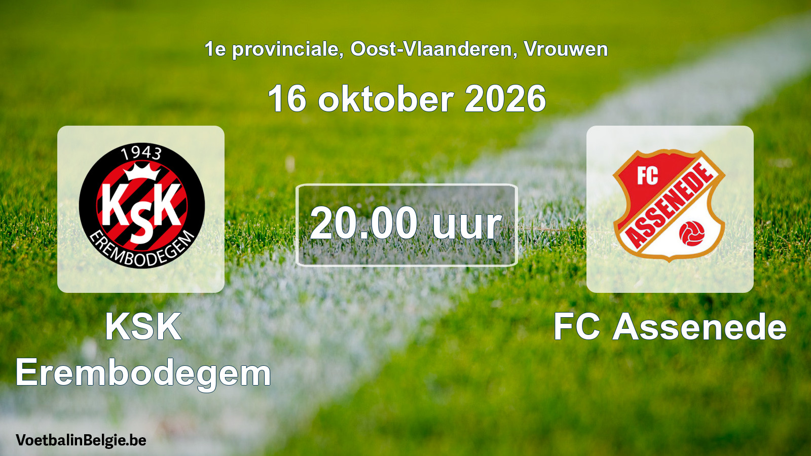 Geplande wedstrijd vrouwenvoetbal: KSK Erembodegem - FC Assenede (16 oktober 2026)