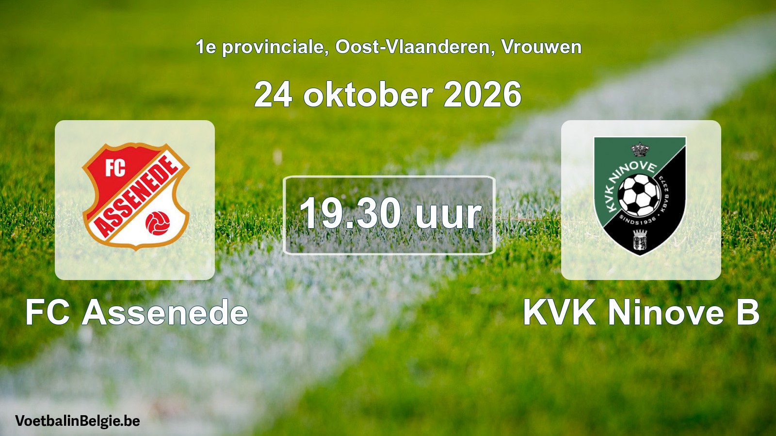 Geplande wedstrijd vrouwenvoetbal: FC Assenede - KVK Ninove B (24 oktober 2026)