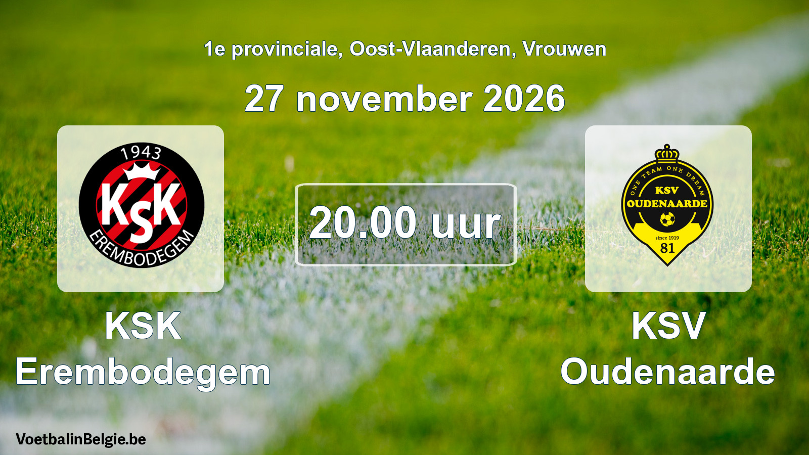 Geplande wedstrijd vrouwenvoetbal: KSK Erembodegem - KSV Oudenaarde (27 november 2026)