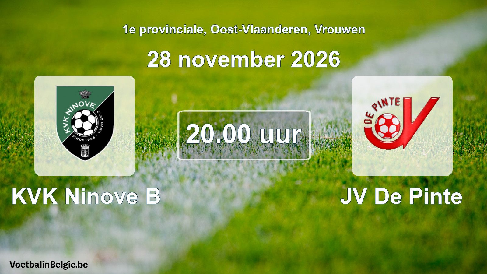 Geplande wedstrijd vrouwenvoetbal: KVK Ninove B - JV De Pinte (28 november 2026)