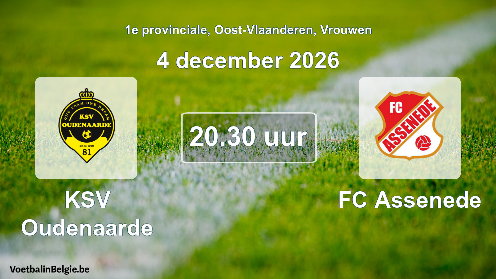 Match prévu football femmes: KSV Oudenaarde - FC Assenede (4 décembre 2026)