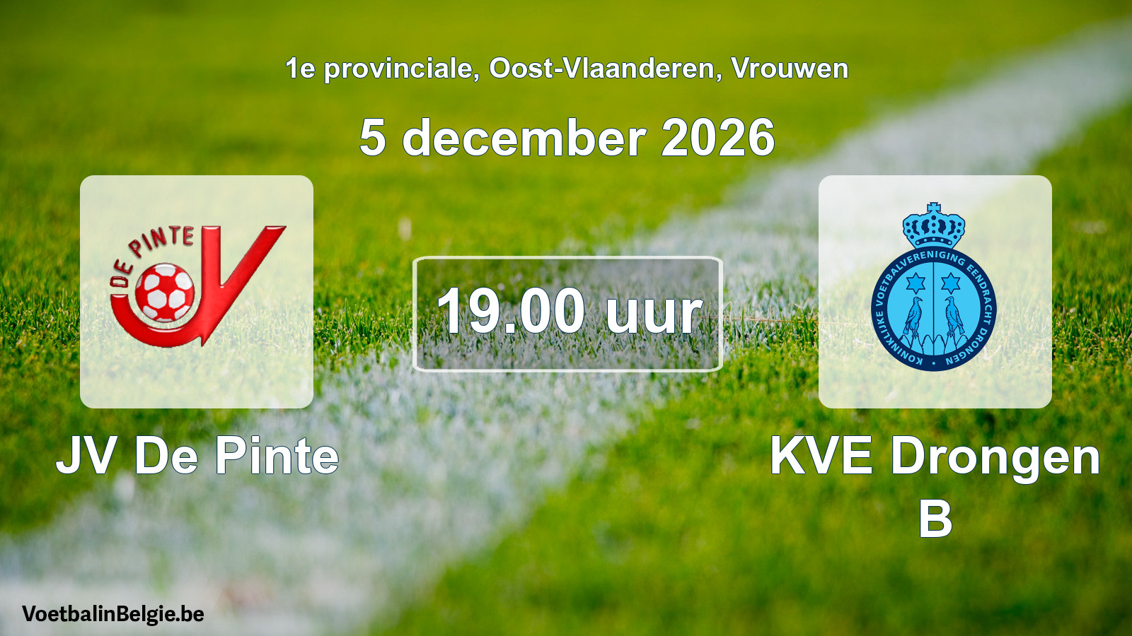 Scheduled match women football: JV De Pinte - KVE Drongen B (5 December 2026)