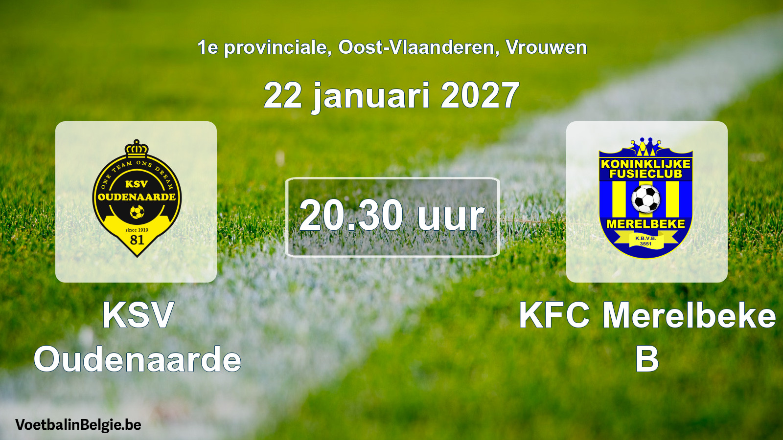 Geplande wedstrijd vrouwenvoetbal: KSV Oudenaarde - KFC Merelbeke B (22 januari 2027)