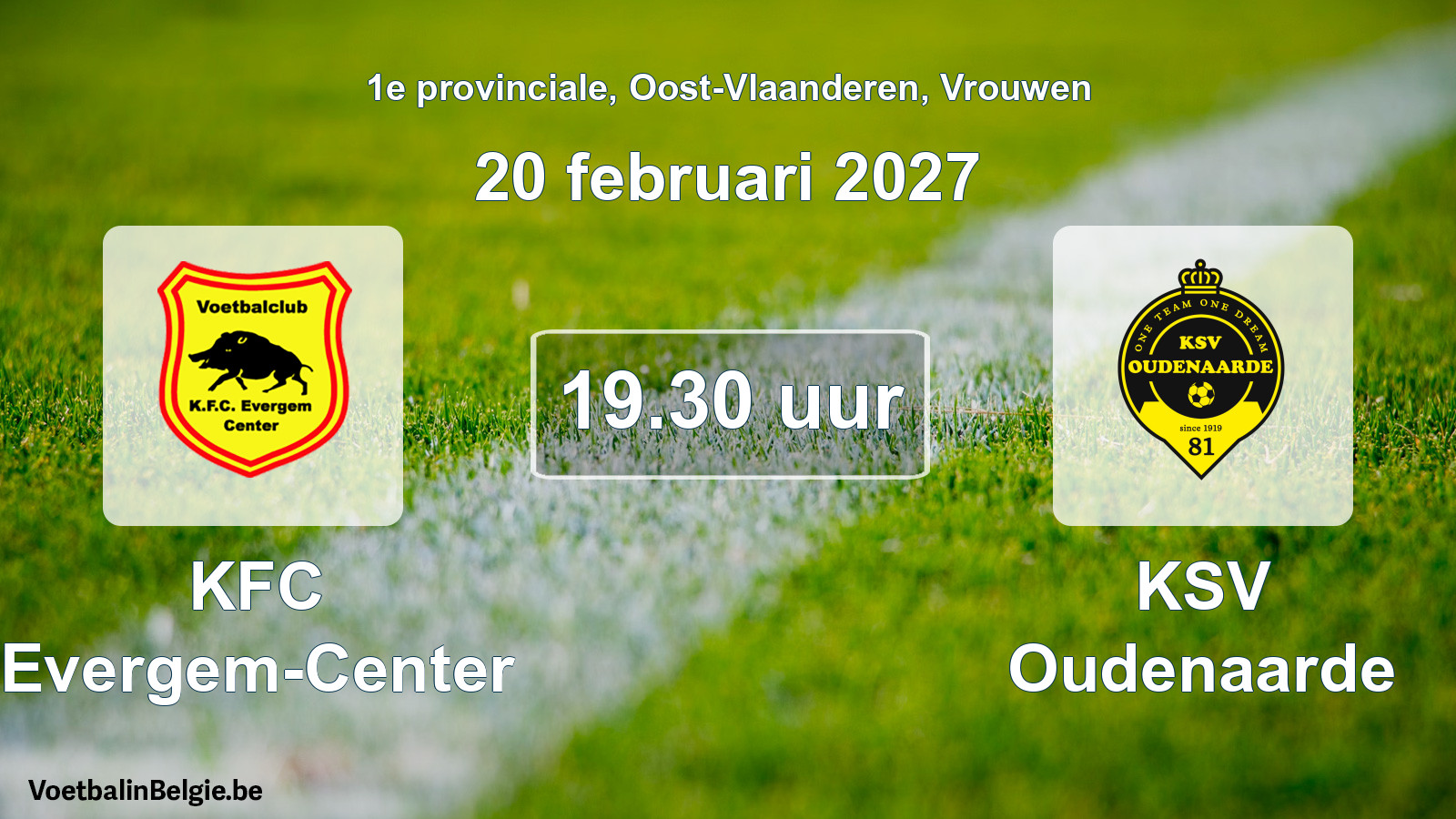 Geplande wedstrijd vrouwenvoetbal: KFC Evergem-Center - KSV Oudenaarde (20 februari 2027)