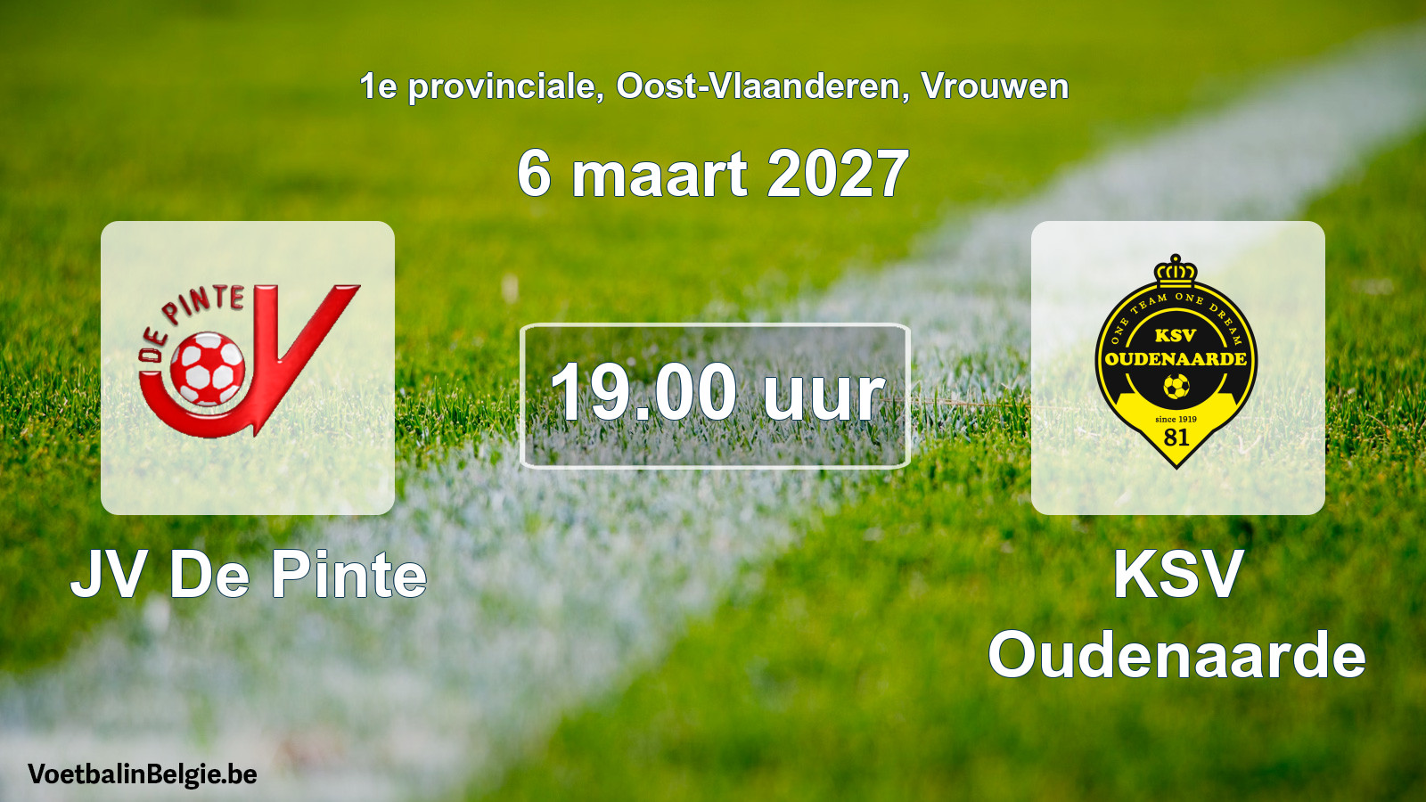Geplande wedstrijd vrouwenvoetbal: JV De Pinte - KSV Oudenaarde (6 maart 2027)