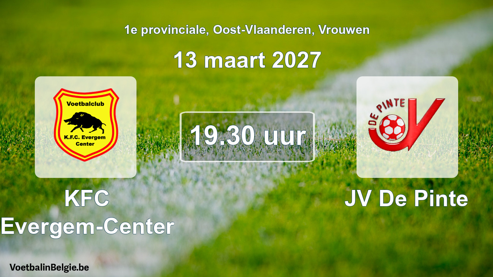 Scheduled match women football: KFC Evergem-Center - JV De Pinte (13 March 2027)
