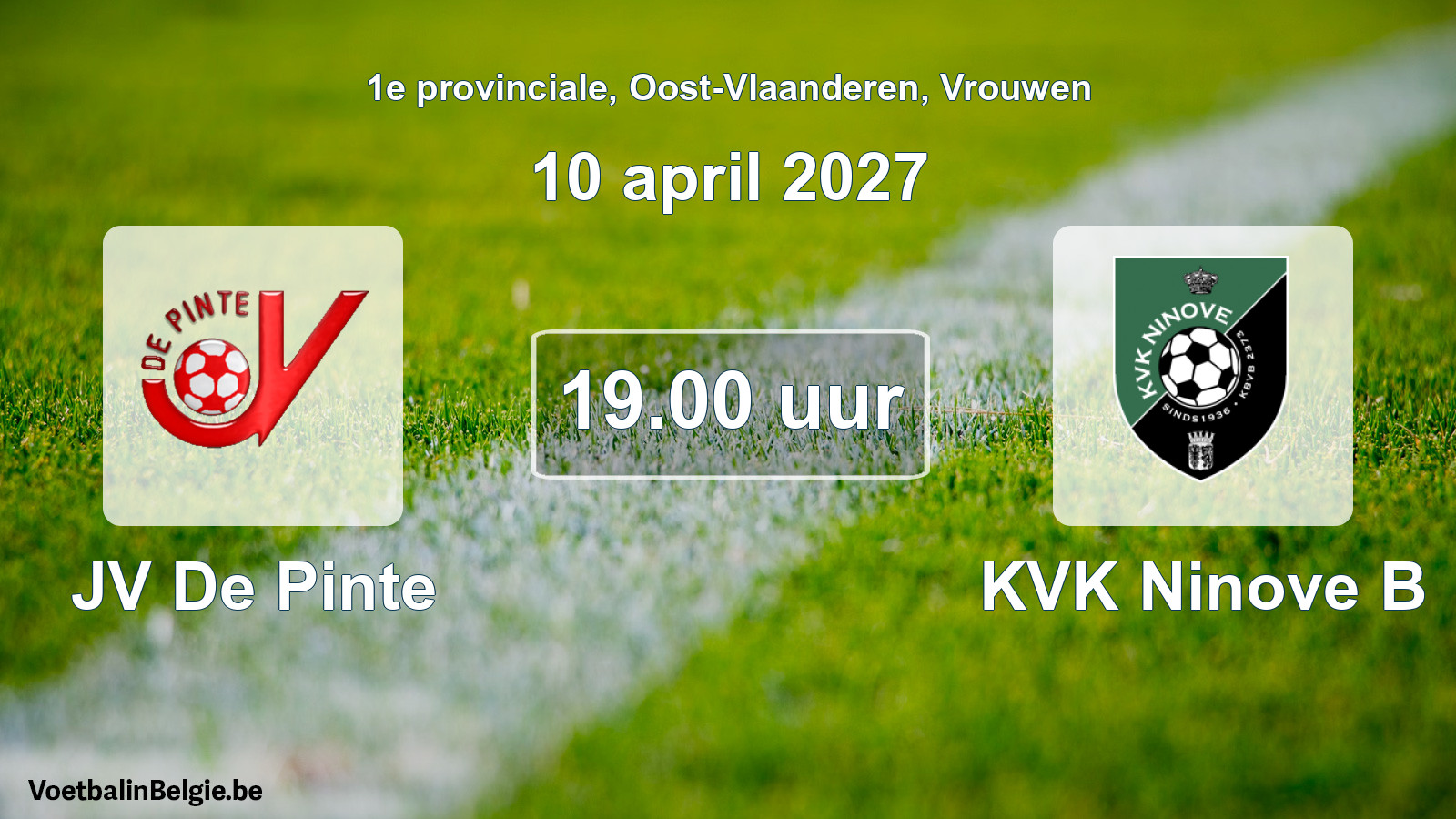Geplande wedstrijd vrouwenvoetbal: JV De Pinte - KVK Ninove B (10 april 2027)