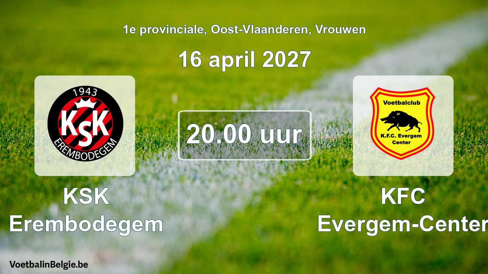 Geplande wedstrijd vrouwenvoetbal: KSK Erembodegem - KFC Evergem-Center (16 april 2027)