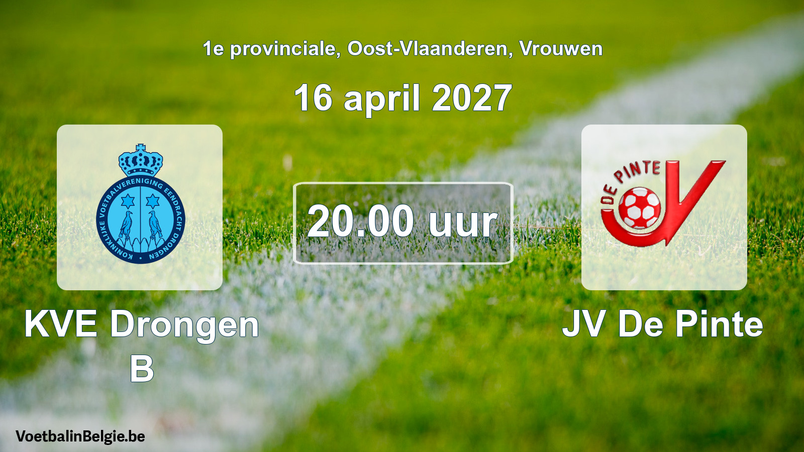 Geplande wedstrijd vrouwenvoetbal: KVE Drongen B - JV De Pinte (16 april 2027)