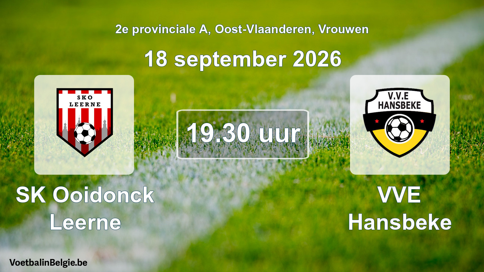 Geplande wedstrijd vrouwenvoetbal: SK Ooidonck Leerne - VVE Hansbeke (18 september 2026)