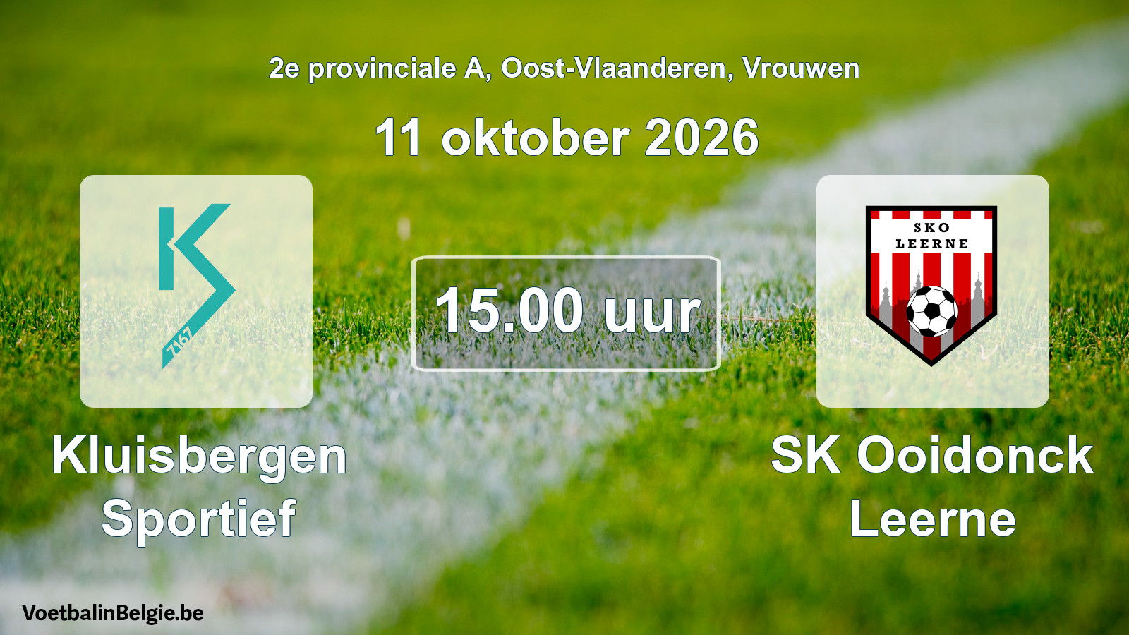 Geplande wedstrijd vrouwenvoetbal: Kluisbergen Sportief - SK Ooidonck Leerne (11 oktober 2026)