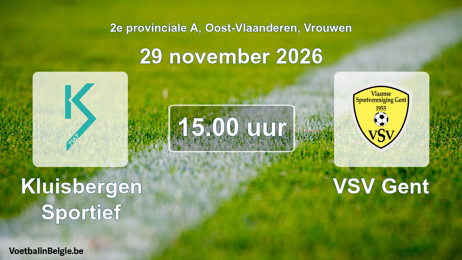 Geplande wedstrijd vrouwenvoetbal: Kluisbergen Sportief - VSV Gent (29 november 2026)