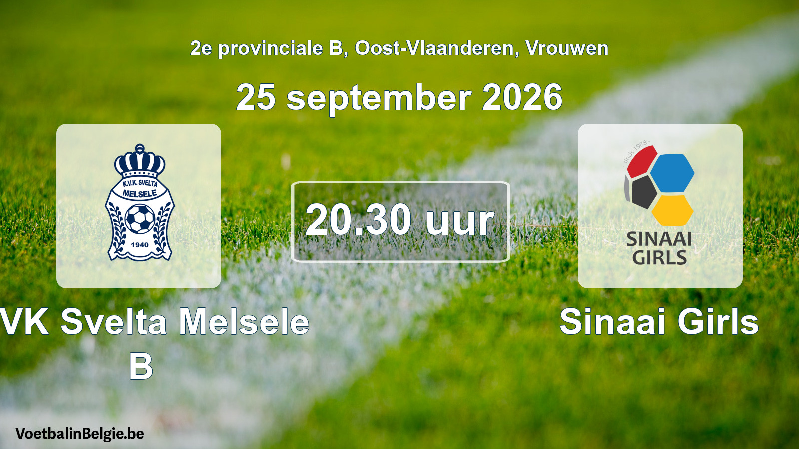 Geplande wedstrijd vrouwenvoetbal: KVK Svelta Melsele B - Sinaai Girls (25 september 2026)