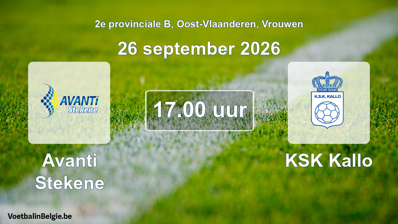 Geplande wedstrijd vrouwenvoetbal: Avanti Stekene - KSK Kallo (26 september 2026)