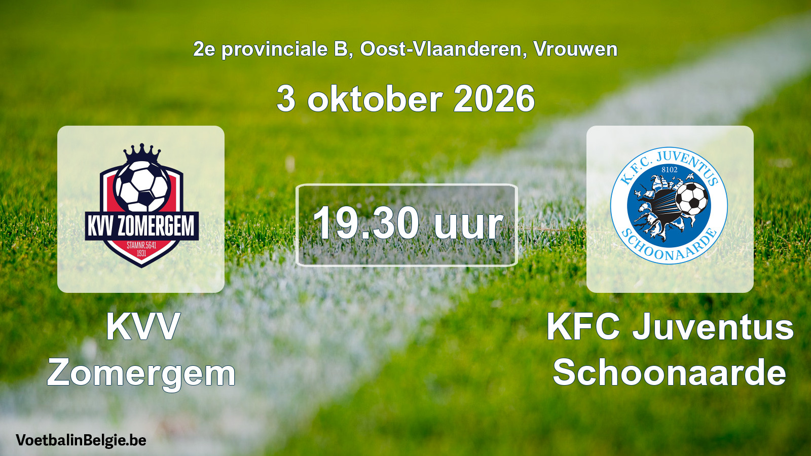 Geplande wedstrijd vrouwenvoetbal: KVV Zomergem - KFC Juventus Schoonaarde (3 oktober 2026)