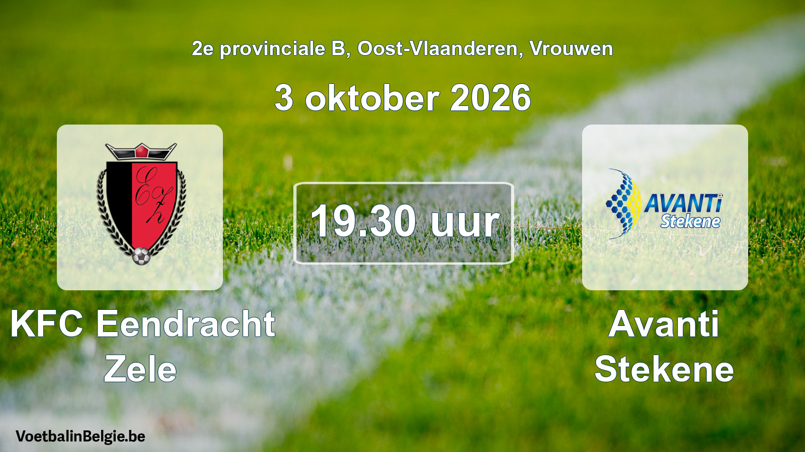 Geplande wedstrijd vrouwenvoetbal: KFC Eendracht Zele - Avanti Stekene (3 oktober 2026)