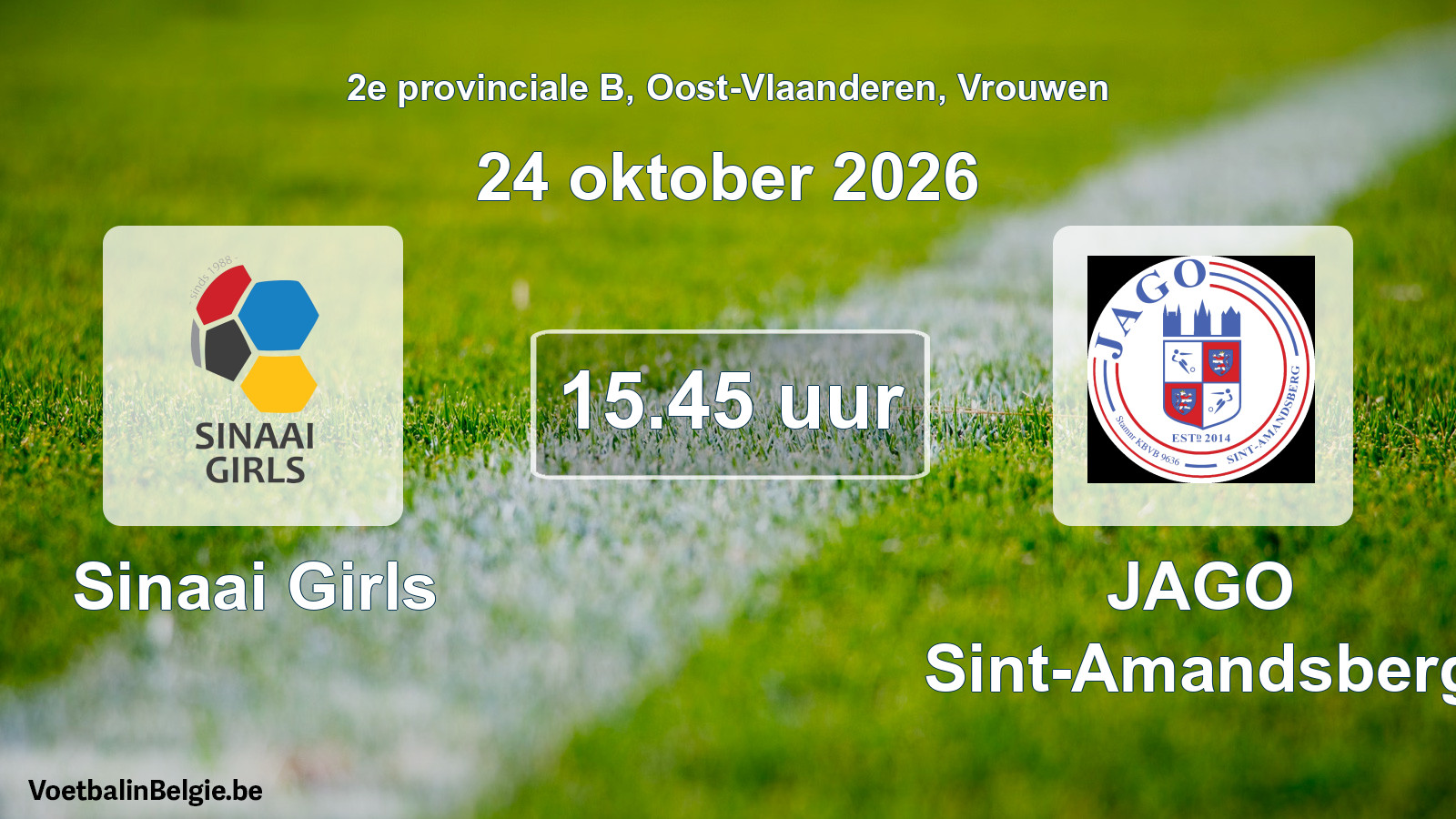 Geplande wedstrijd vrouwenvoetbal: Sinaai Girls - JAGO Sint-Amandsberg (24 oktober 2026)
