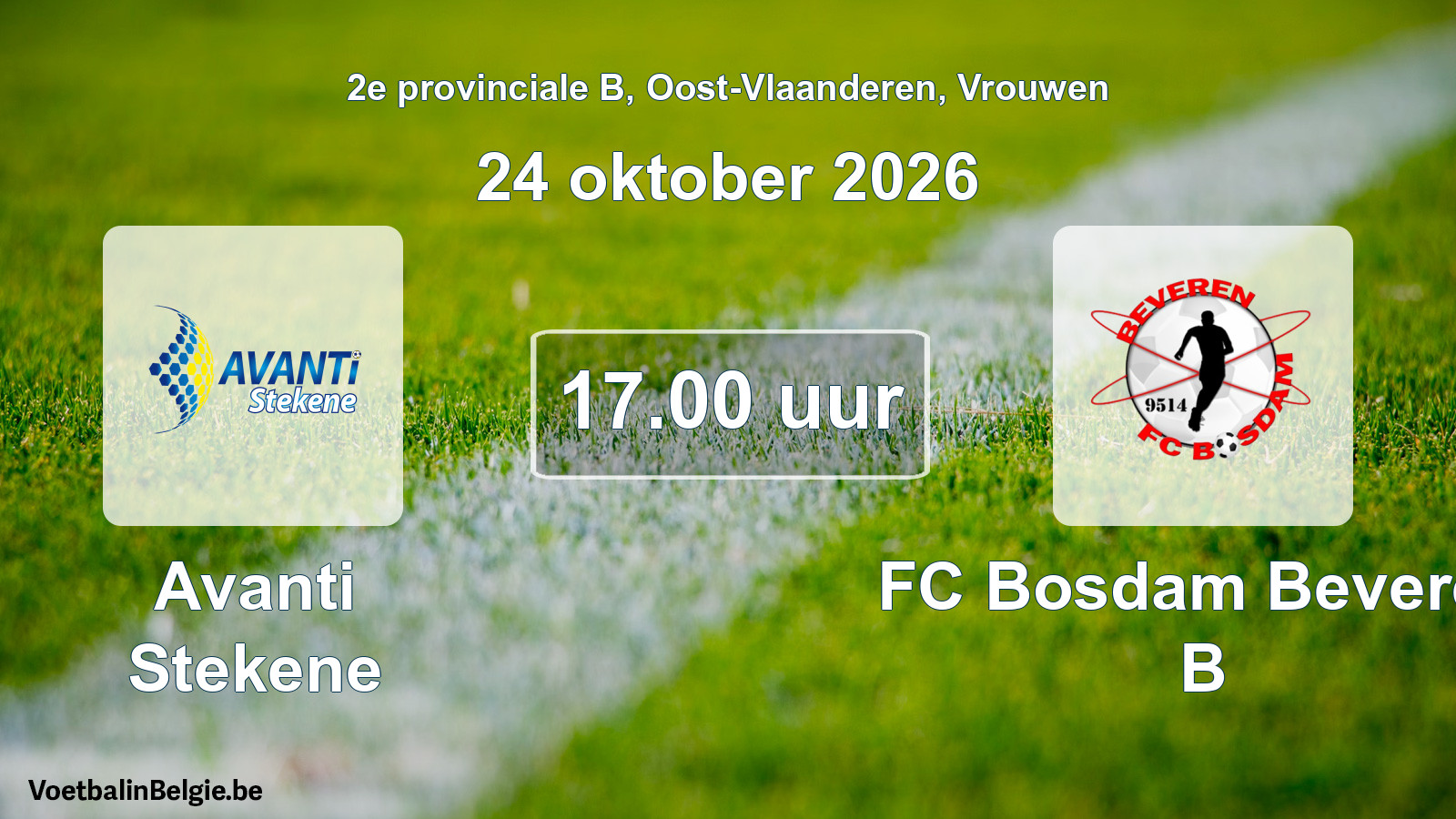 Geplande wedstrijd vrouwenvoetbal: Avanti Stekene - FC Bosdam Beveren B (24 oktober 2026)