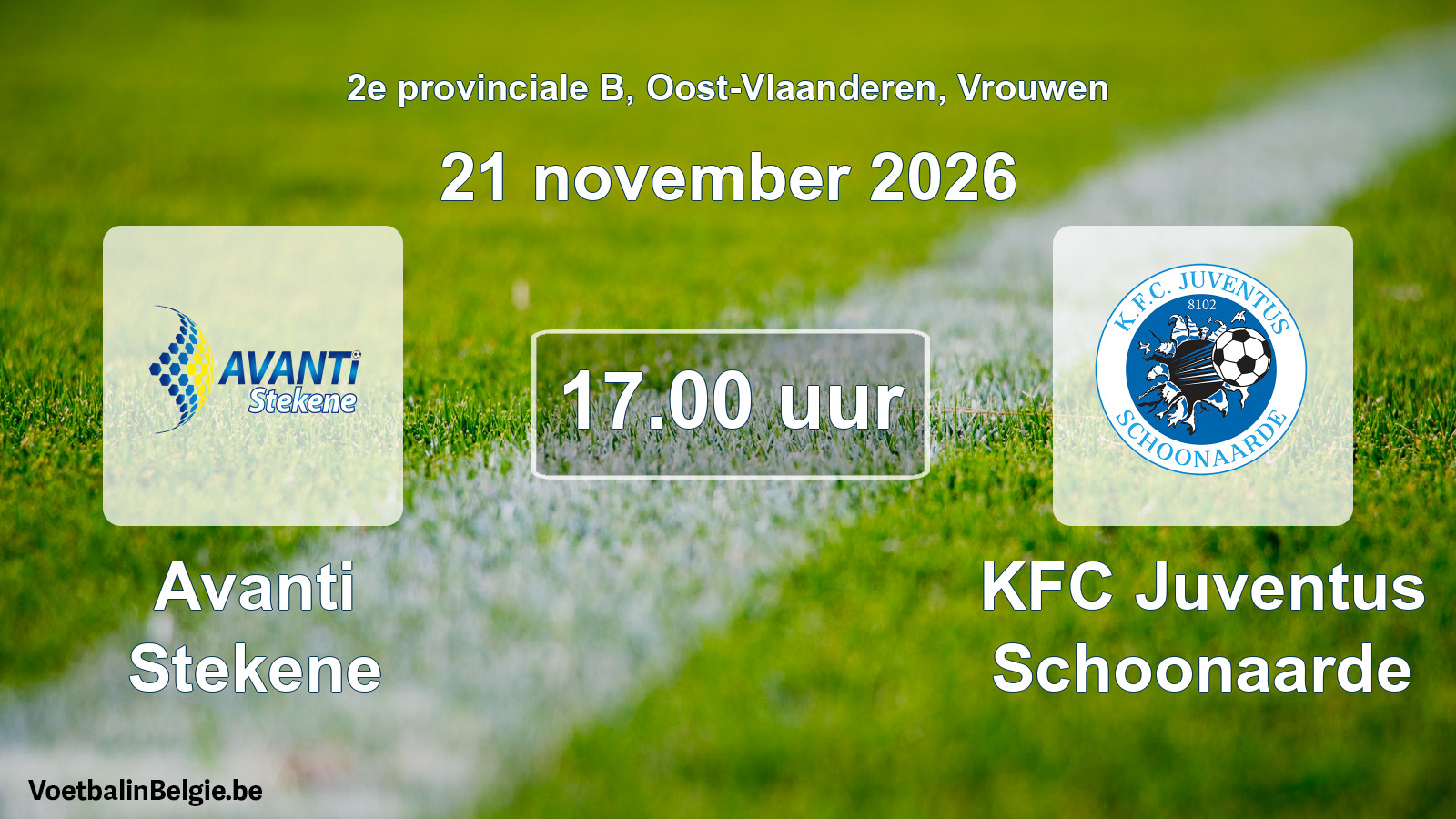 Geplande wedstrijd vrouwenvoetbal: Avanti Stekene - KFC Juventus Schoonaarde (21 november 2026)