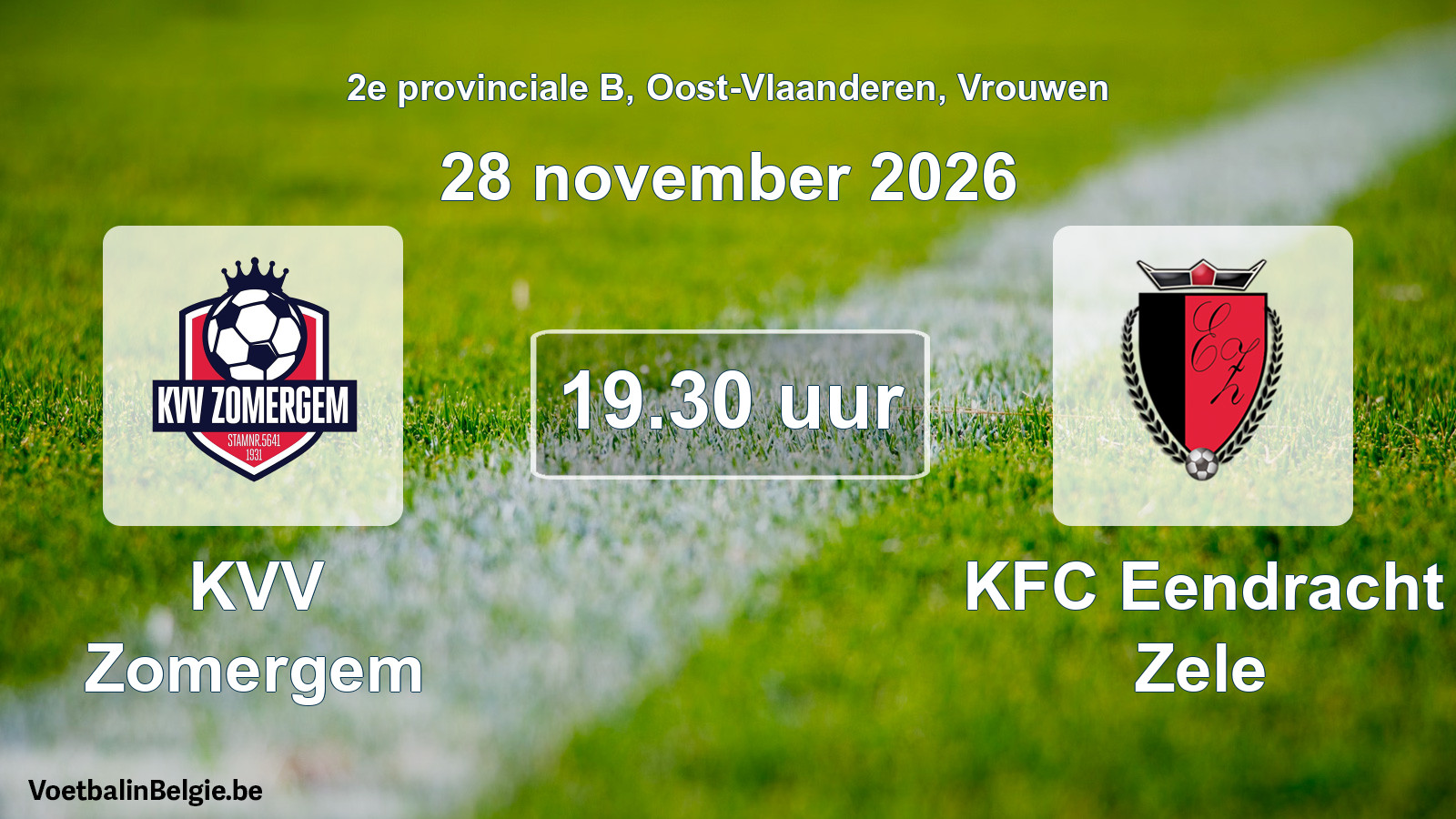 Geplande wedstrijd vrouwenvoetbal: KVV Zomergem - KFC Eendracht Zele (28 november 2026)