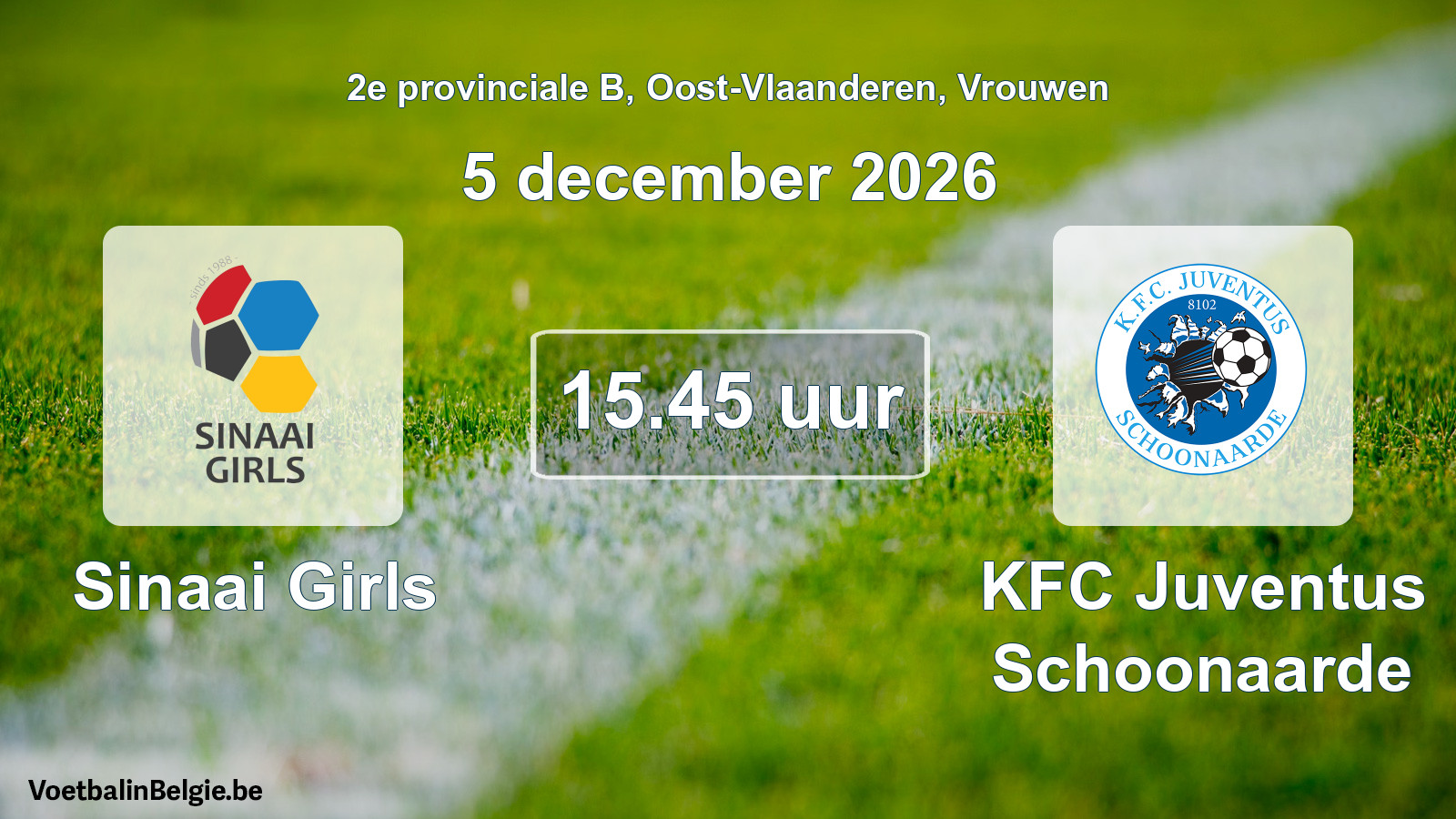 Geplande wedstrijd vrouwenvoetbal: Sinaai Girls - KFC Juventus Schoonaarde (5 december 2026)