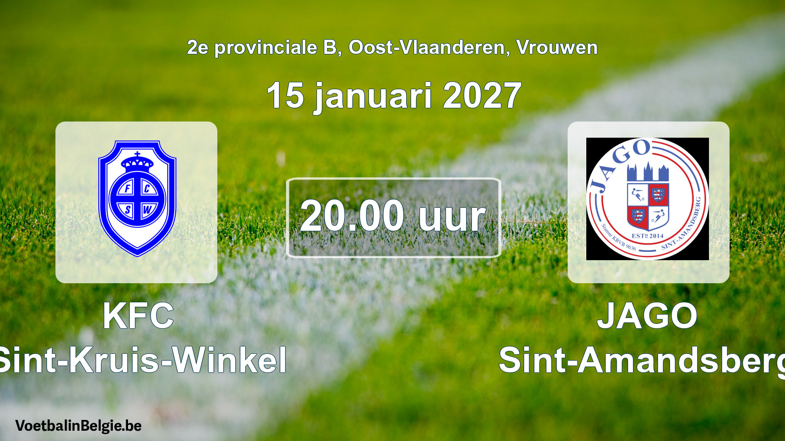 Geplande wedstrijd vrouwenvoetbal: KFC Sint-Kruis-Winkel - JAGO Sint-Amandsberg (15 januari 2027)