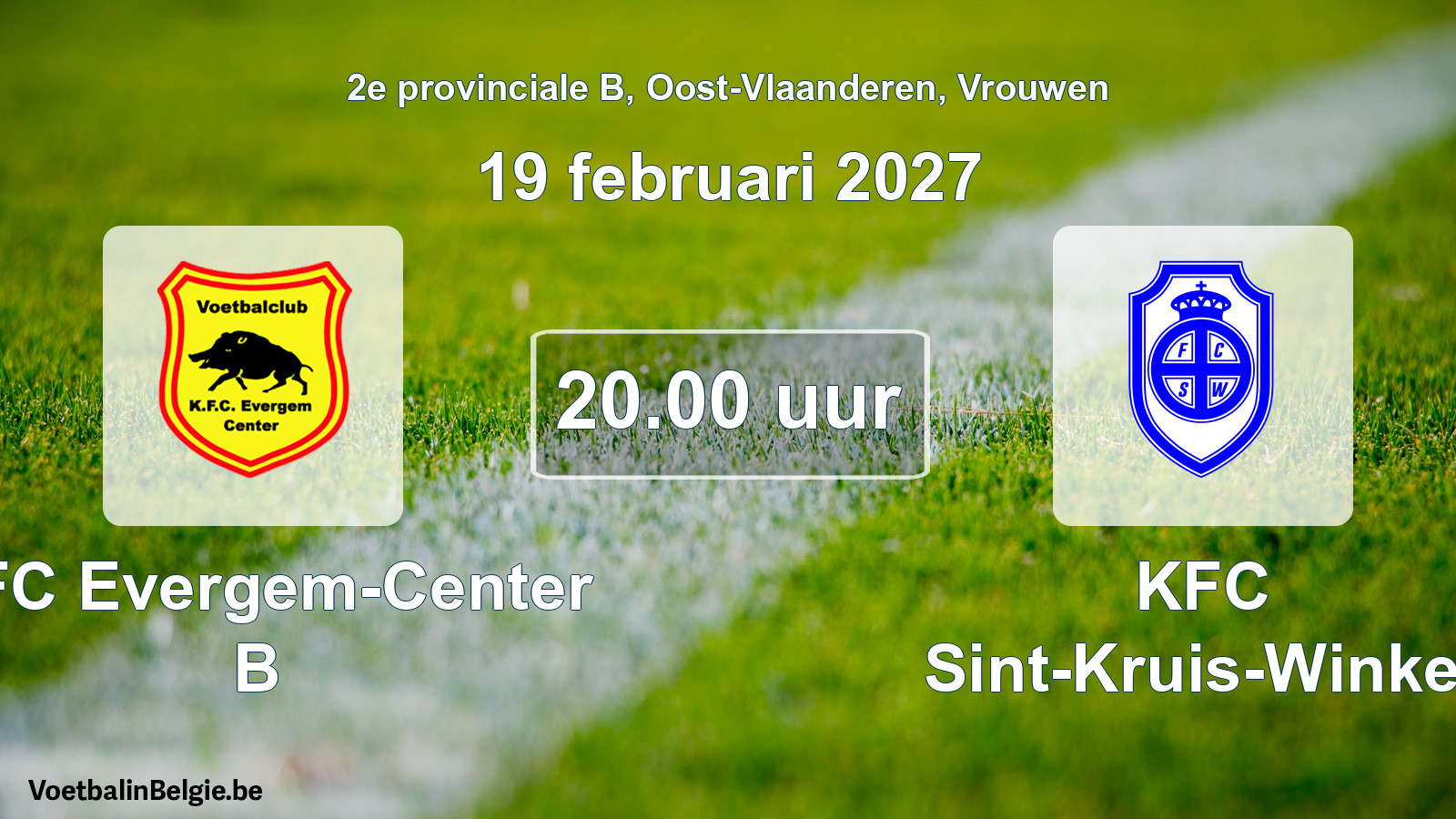 Geplande wedstrijd vrouwenvoetbal: KFC Evergem-Center B - KFC Sint-Kruis-Winkel (19 februari 2027)