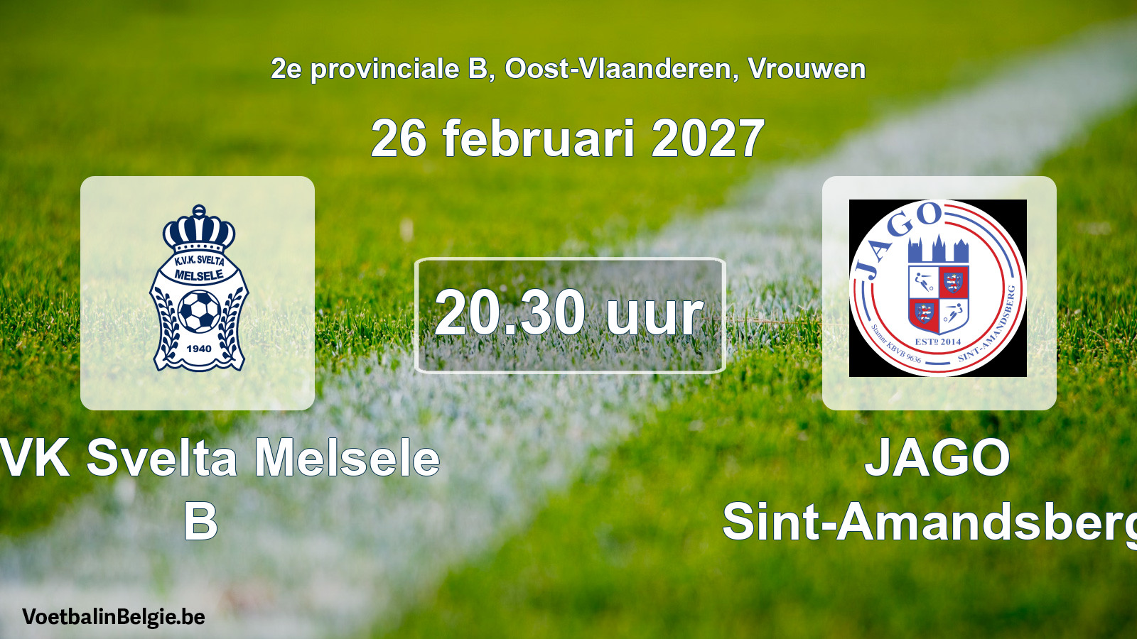 Geplande wedstrijd vrouwenvoetbal: KVK Svelta Melsele B - JAGO Sint-Amandsberg (26 februari 2027)