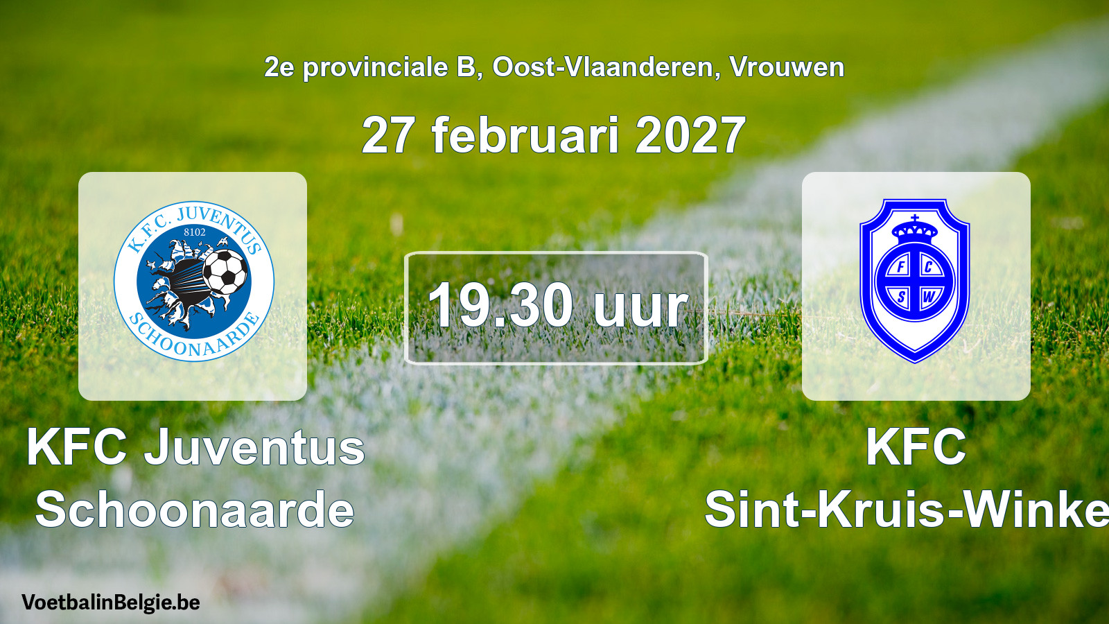 Geplande wedstrijd vrouwenvoetbal: KFC Juventus Schoonaarde - KFC Sint-Kruis-Winkel (27 februari 2027)
