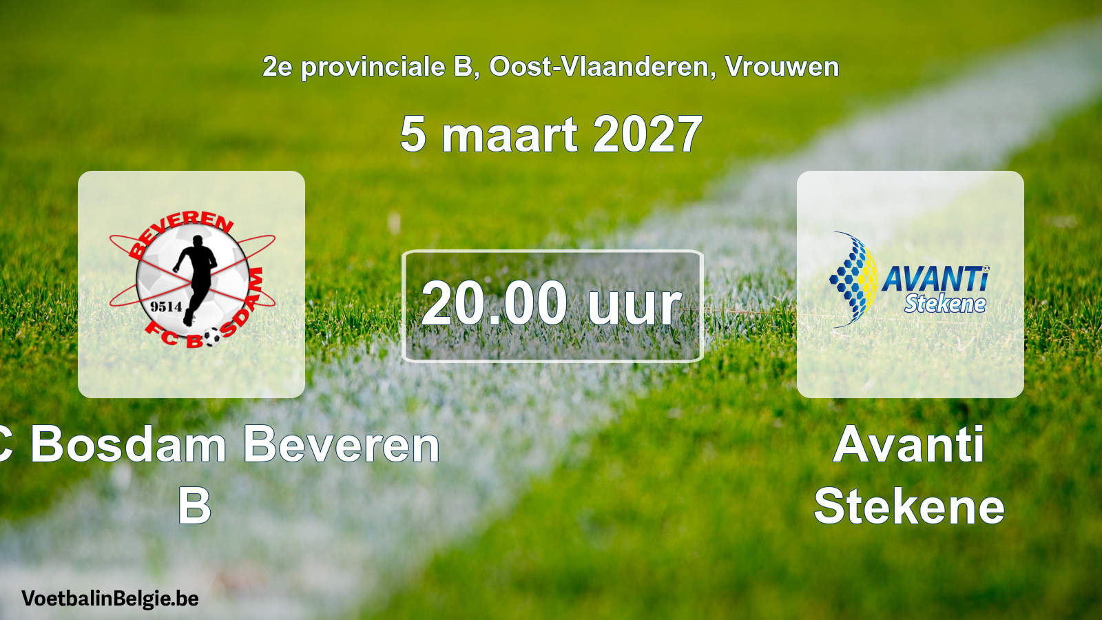 Geplande wedstrijd vrouwenvoetbal: FC Bosdam Beveren B - Avanti Stekene (5 maart 2027)