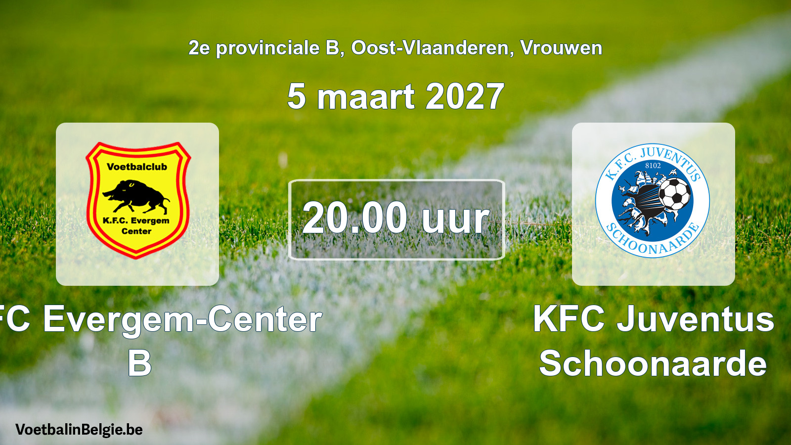 Geplande wedstrijd vrouwenvoetbal: KFC Evergem-Center B - KFC Juventus Schoonaarde (5 maart 2027)