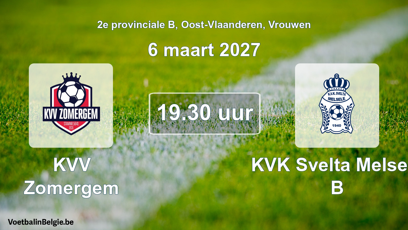 Geplande wedstrijd vrouwenvoetbal: KVV Zomergem - KVK Svelta Melsele B (6 maart 2027)