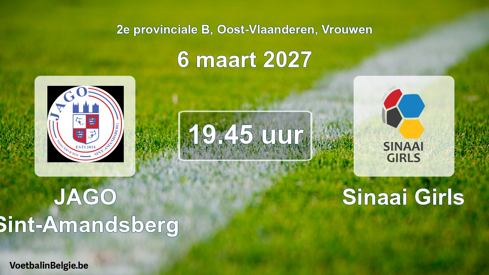 Geplande wedstrijd vrouwenvoetbal: JAGO Sint-Amandsberg - Sinaai Girls (6 maart 2027)