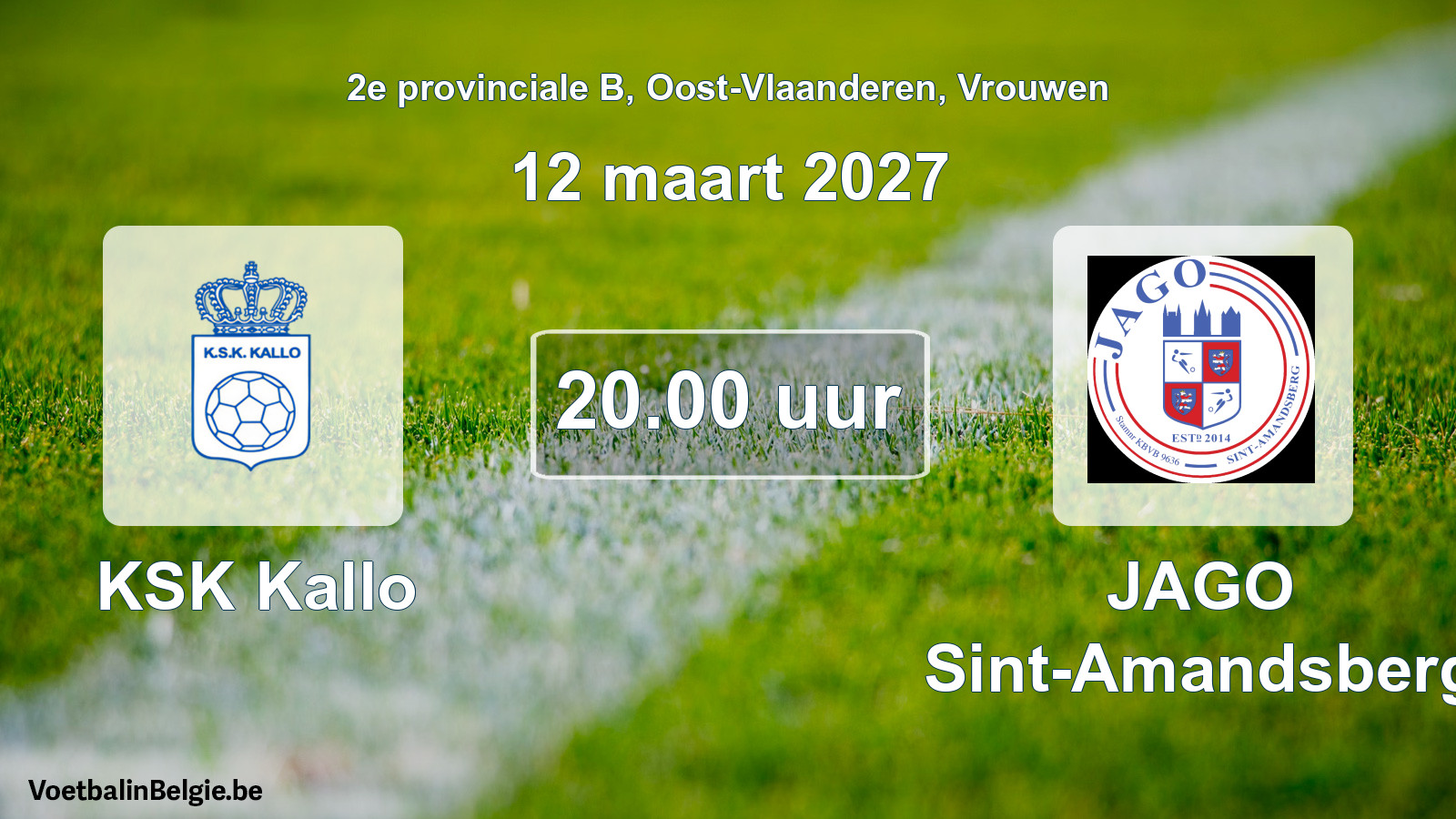 Geplande wedstrijd vrouwenvoetbal: KSK Kallo - JAGO Sint-Amandsberg (12 maart 2027)