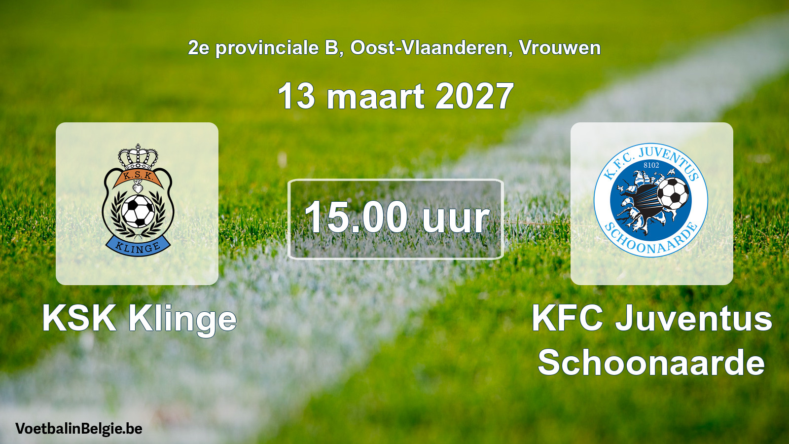 Geplande wedstrijd vrouwenvoetbal: KSK Klinge - KFC Juventus Schoonaarde (13 maart 2027)