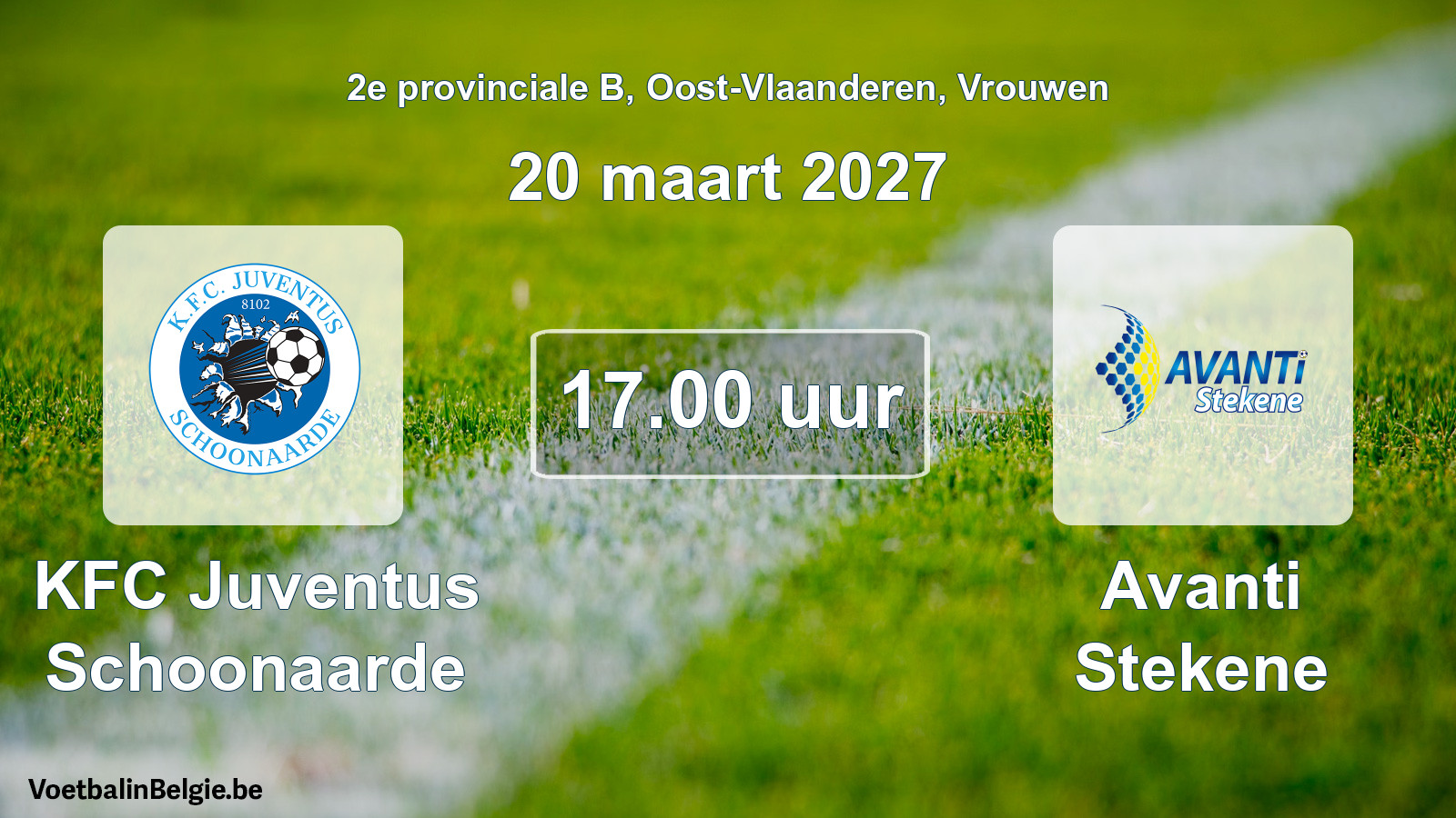Geplande wedstrijd vrouwenvoetbal: KFC Juventus Schoonaarde - Avanti Stekene (20 maart 2027)