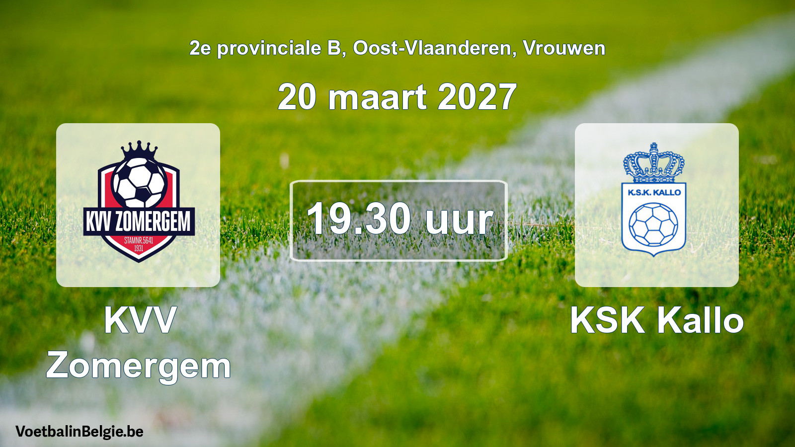 Scheduled match women football: KVV Zomergem - KSK Kallo (20 March 2027)