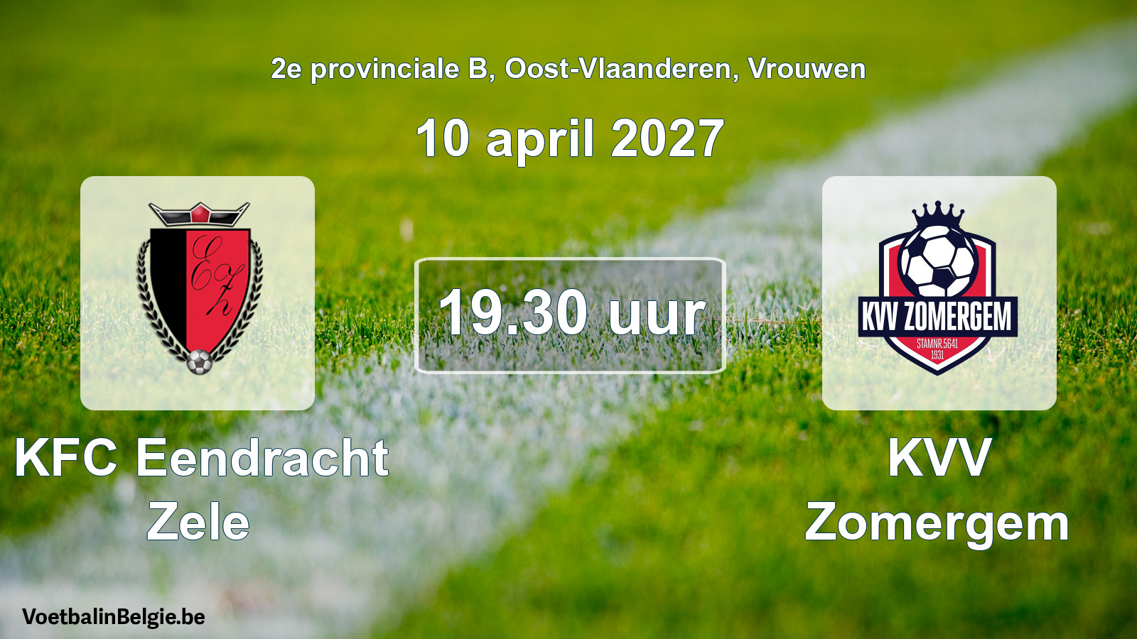 Scheduled match women football: KFC Eendracht Zele - KVV Zomergem (10 April 2027)