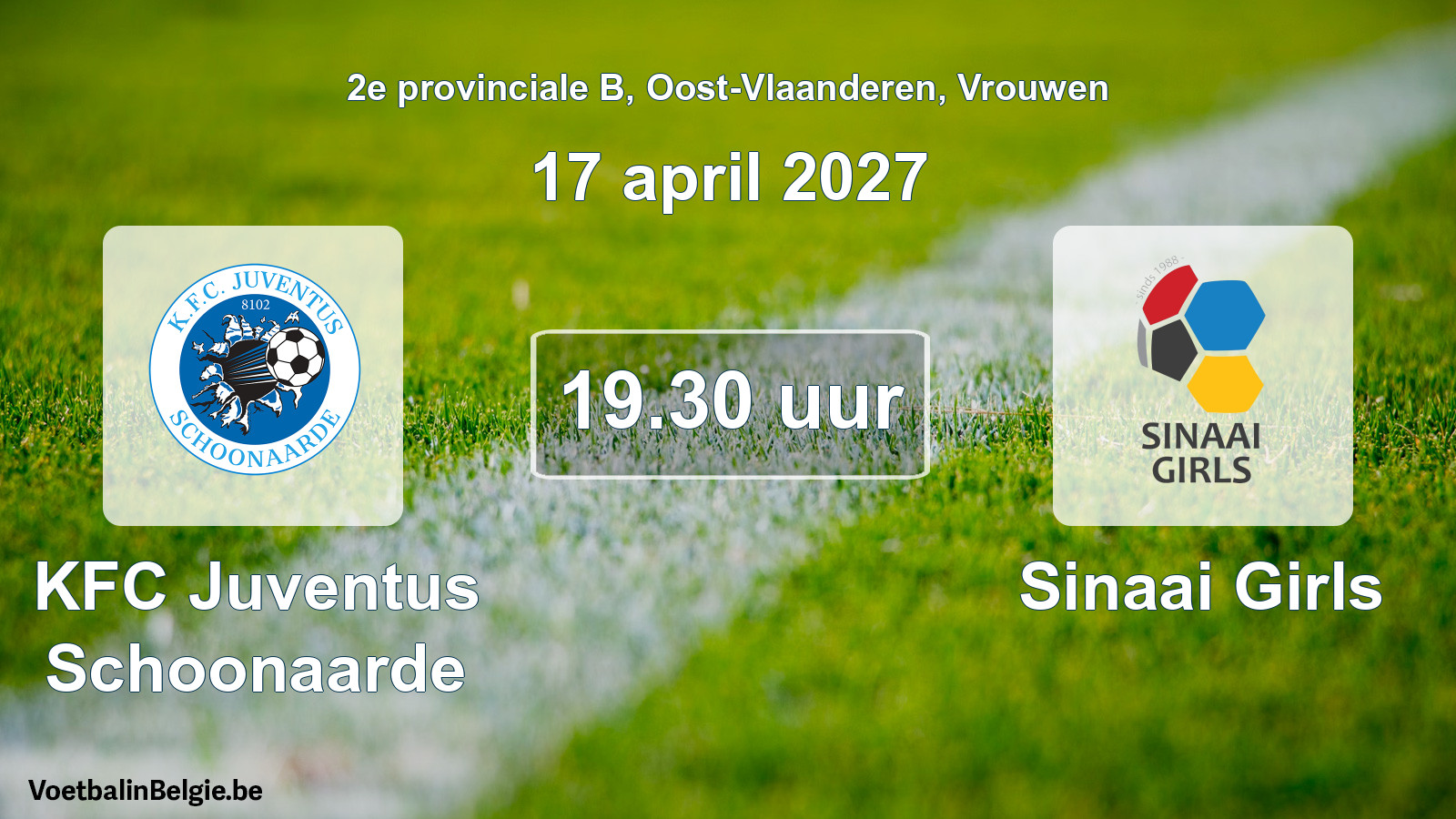 Geplande wedstrijd vrouwenvoetbal: KFC Juventus Schoonaarde - Sinaai Girls (17 april 2027)