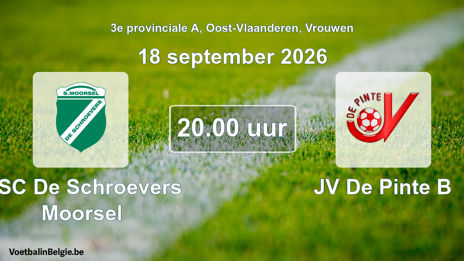 Geplande wedstrijd vrouwenvoetbal: KSC De Schroevers Moorsel - JV De Pinte B (18 september 2026)