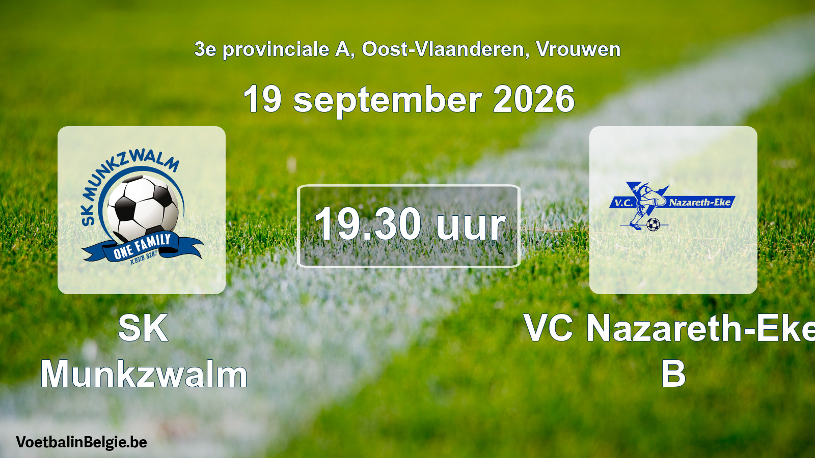 Geplande wedstrijd vrouwenvoetbal: SK Munkzwalm - VC Nazareth-Eke B (19 september 2026)