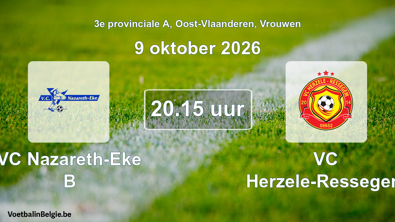 Geplande wedstrijd vrouwenvoetbal: VC Nazareth-Eke B - VC Herzele-Ressegem (9 oktober 2026)