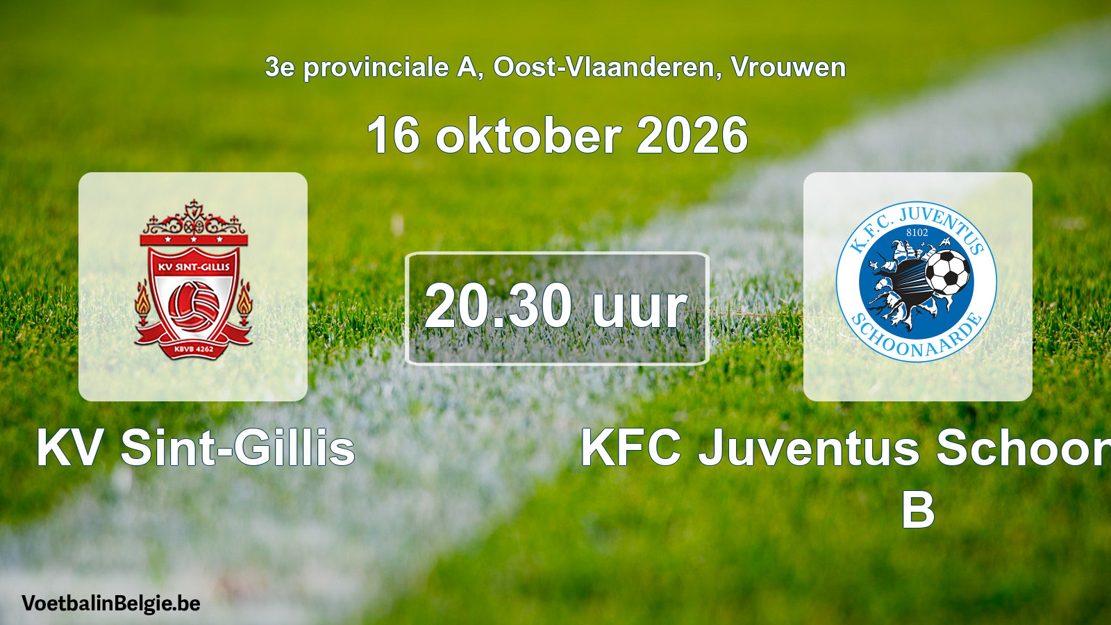 Geplande wedstrijd vrouwenvoetbal: KV Sint-Gillis - KFC Juventus Schoonaarde B (16 oktober 2026)
