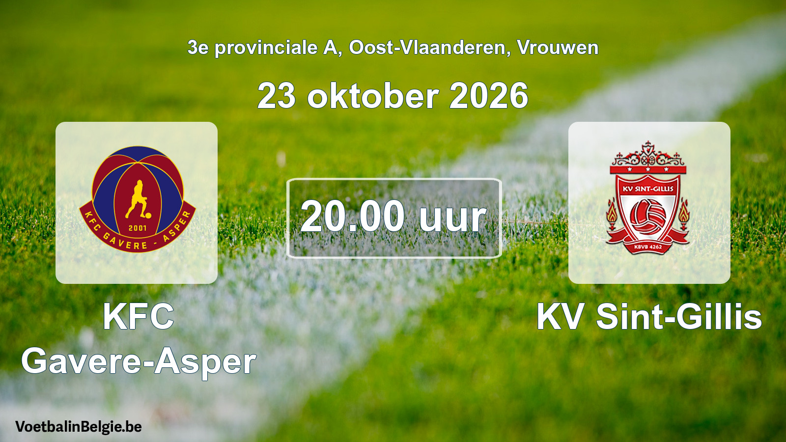 Geplande wedstrijd vrouwenvoetbal: KFC Gavere-Asper - KV Sint-Gillis (23 oktober 2026)