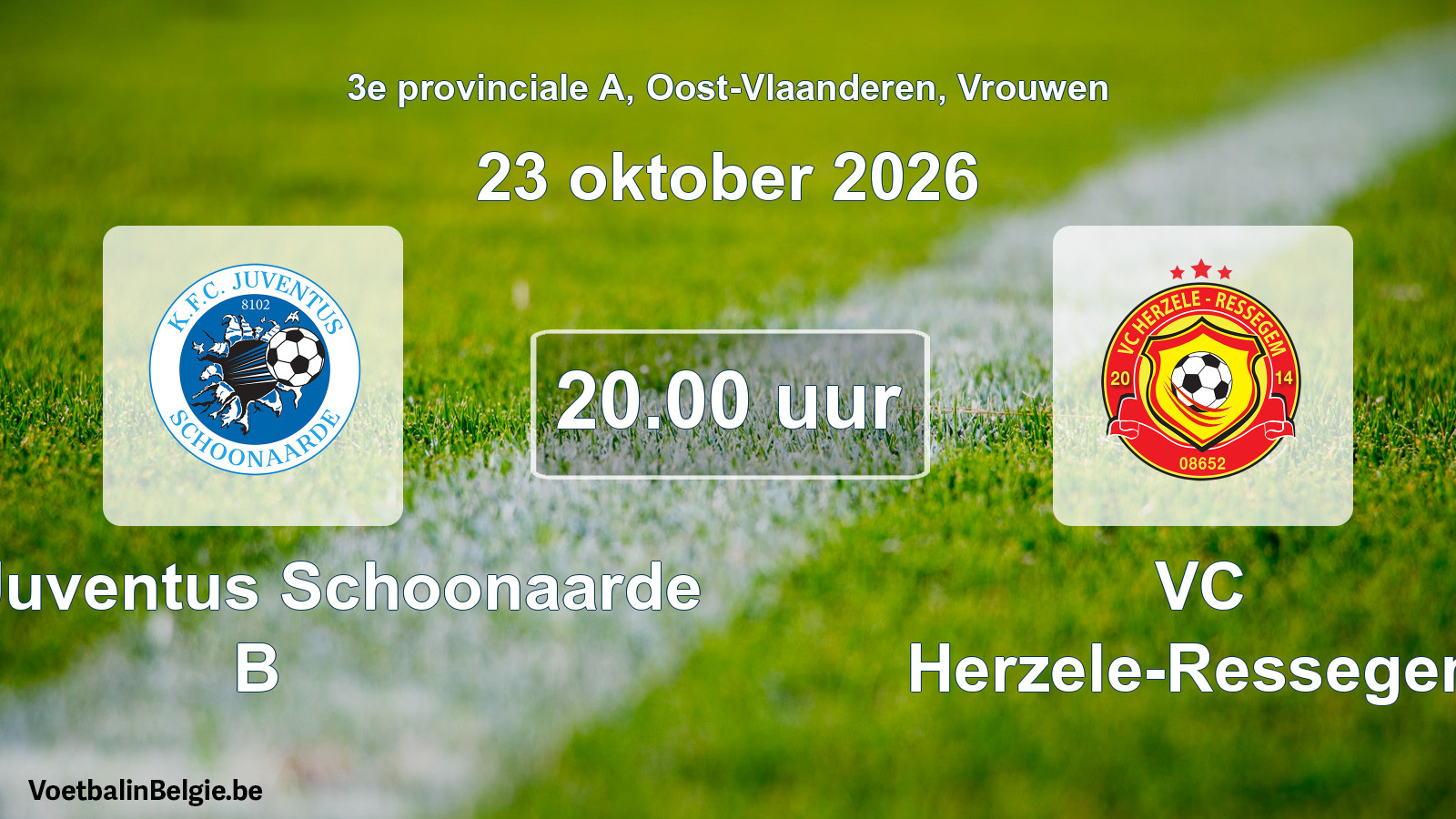 Geplande wedstrijd vrouwenvoetbal: KFC Juventus Schoonaarde B - VC Herzele-Ressegem (23 oktober 2026)