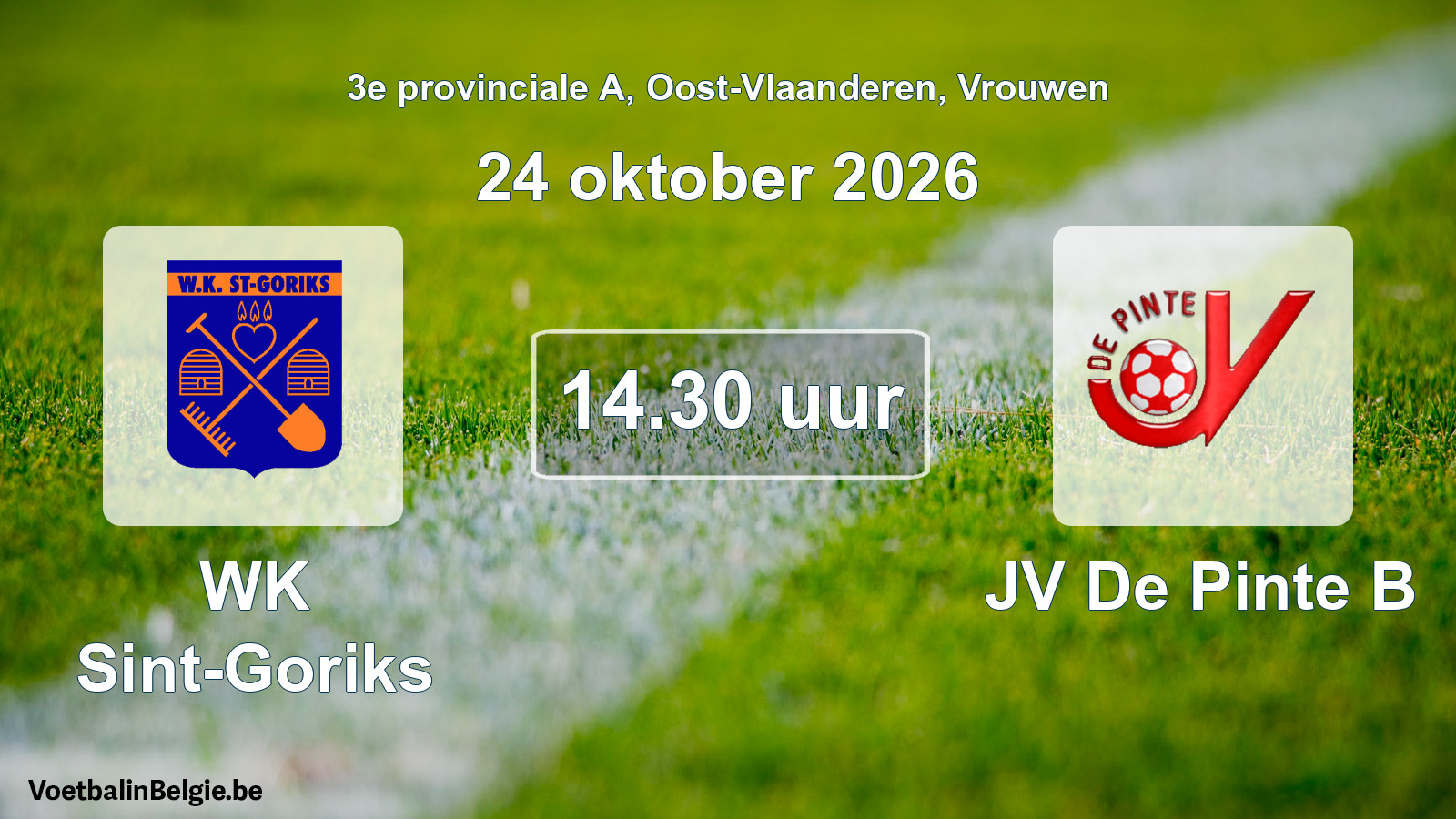 Geplande wedstrijd vrouwenvoetbal: WK Sint-Goriks - JV De Pinte B (24 oktober 2026)
