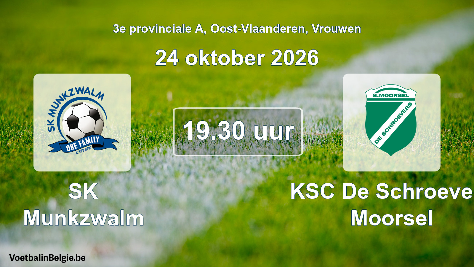 Geplande wedstrijd vrouwenvoetbal: SK Munkzwalm - KSC De Schroevers Moorsel (24 oktober 2026)